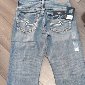 Silver Jeans Light Blue Washed Straight Jeans with Contrast Stitching